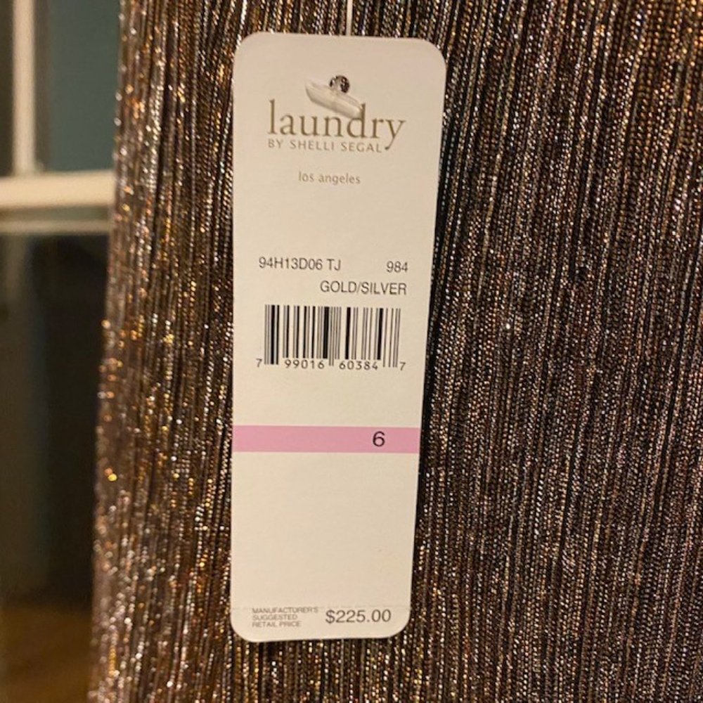 Laundry by Shelli Segal Gold Silver‎ Shift Dress, Size 6, NWT, FLAWLESS - Picture 10 of 16
